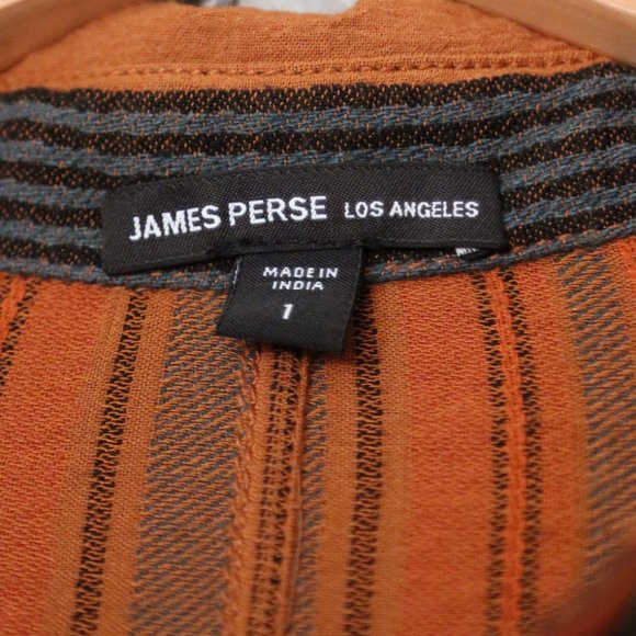 James Perse Short Vintage Stripe Jumpsuit Romper Size S Retro Collar Button $325 - Picture 9 of 16